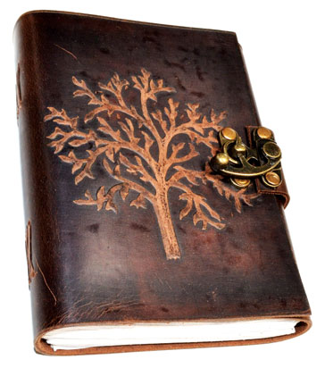 Tree leather blank book w/ latch - Click Image to Close