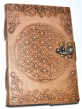 5" x 7" Flower of Life Embossed leather w/ latch - Click Image to Close