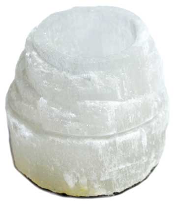 2 1/2" Selenite Iceberg tealight holder - Click Image to Close