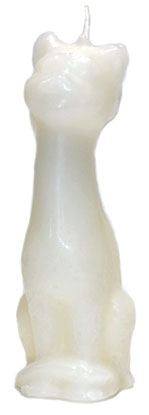 5 1/2" White Cat candle - Click Image to Close