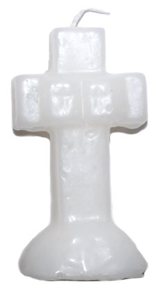 4 1/4" White Cross candle - Click Image to Close