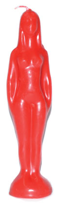 7 1/4" Red Woman candle - Click Image to Close