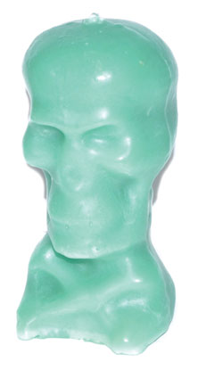 5 1/2" Green Skull candle - Click Image to Close