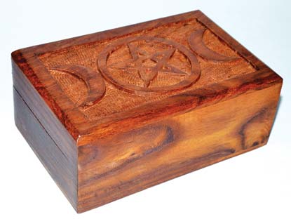 4" x 6" Triple Moon Pentagram wood box - Click Image to Close