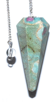 6-sided Ruby Fuchsite pendulum - Click Image to Close