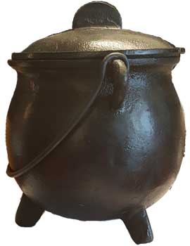 8" cast iron cauldron w/ lid