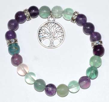 8mm Fluorite & Amethyst/ Tree of Life - Click Image to Close
