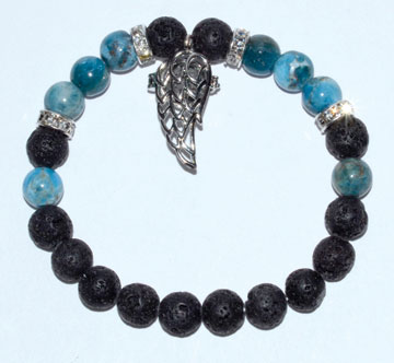 8mm Lava/ Apatite with Angel Wing - Click Image to Close