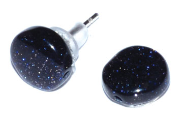 Blue goldstone stud earrings - Click Image to Close