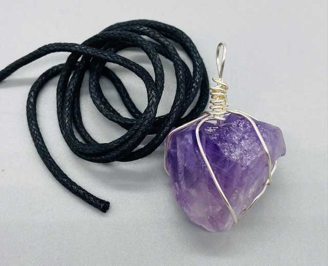 Amethyst wire wrapped pendant - Click Image to Close