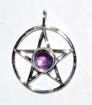 11/16" Pentagram Amethyst sterling - Click Image to Close