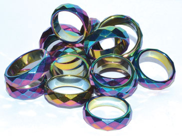 Rainbow Magnetic Hematite Faceted rings (50/bag) - Click Image to Close