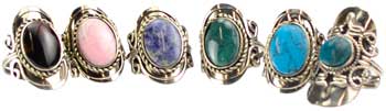 Stone adjustable ring (various) - Click Image to Close