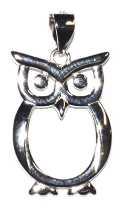 7/8" Owl sterling pendant - Click Image to Close