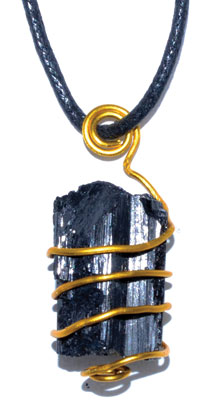 Black Tourmaline wire wrapped pendant - Click Image to Close