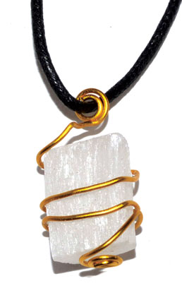 Selenite wire wrapped necklace - Click Image to Close
