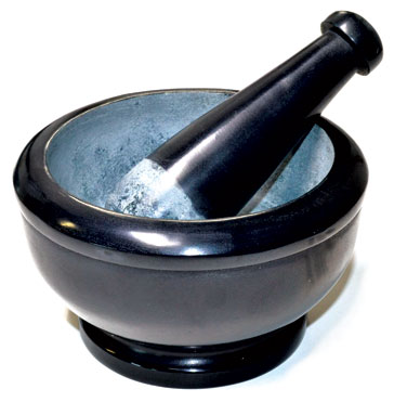 5" Black soapstone mortar and pestle set - Click Image to Close