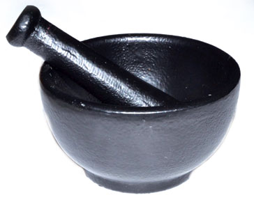 3 1/2" Cast Iron mortar and pestle set - Click Image to Close