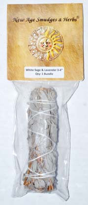 4" White Sage & Lavender smudge stick - Click Image to Close