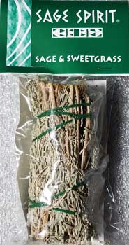 Sage & Sweetgrass smudge stick 5" - Click Image to Close