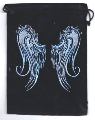 5"x 7" Angel Wings Black velveteen bag - Click Image to Close