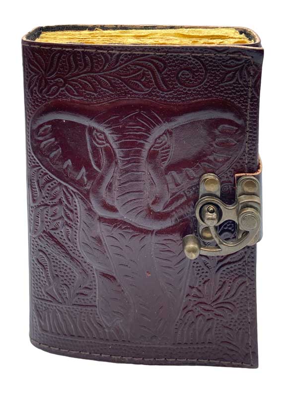 Elephant Aged Looking Paper leather w/ latch - Click Image to Close