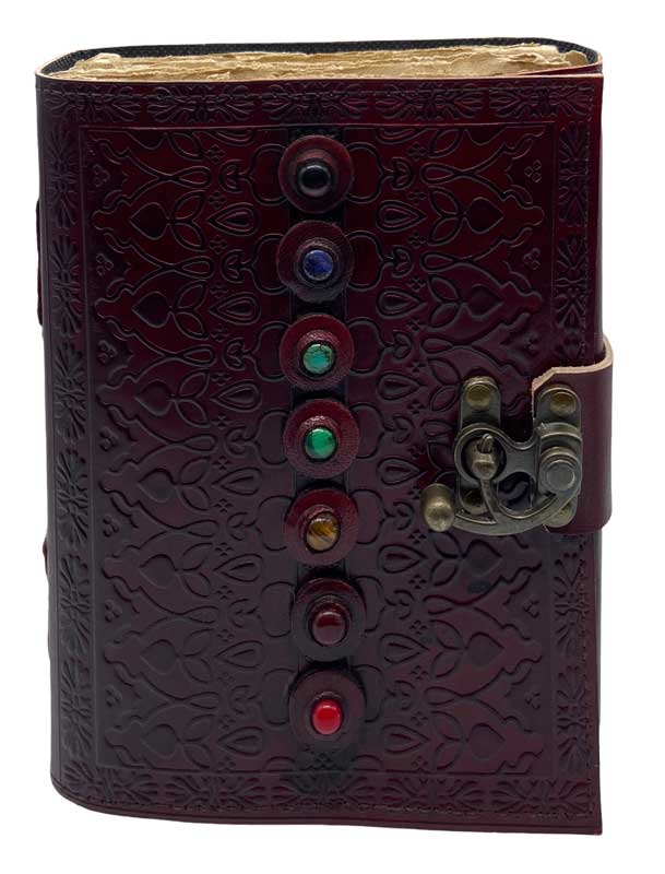 Chakra Aged Looking Paper leather w/ latch - Click Image to Close