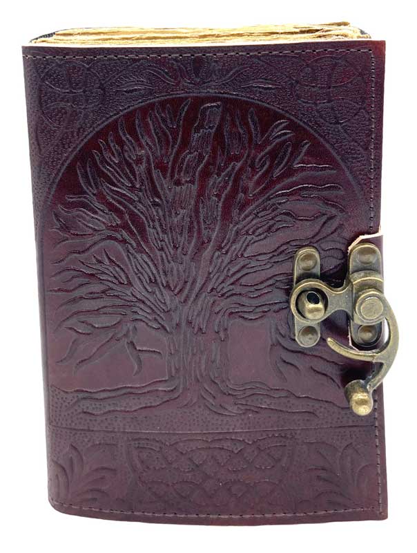 Tree of Life Aged Looking Paper leather w/ latch - Click Image to Close