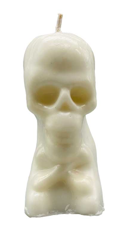 5" White Skull candle - Click Image to Close
