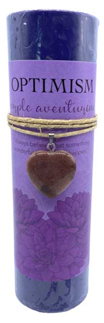 Optimism pillar candle with Purple Aventurine heart - Click Image to Close