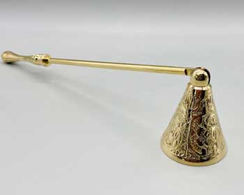 Ornate Brass candle snuffer - Click Image to Close