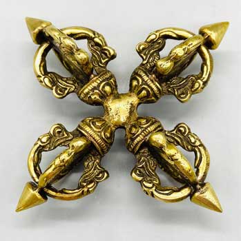 4.25" brass Dorjee Double - Click Image to Close