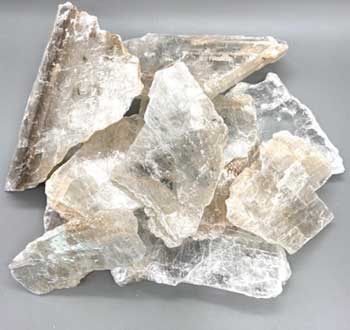 10-13# Flat of Selenite polished slices 5-8" - Click Image to Close