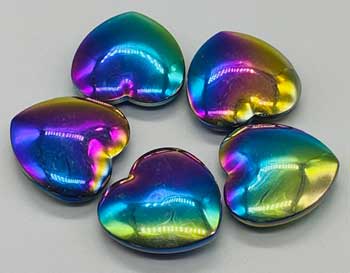 1 3/4" Hematite, Rainbow heart - Click Image to Close
