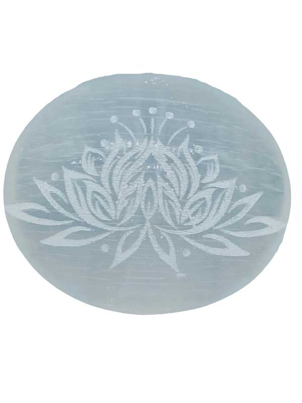 Selenite Lotus palm stone - Click Image to Close