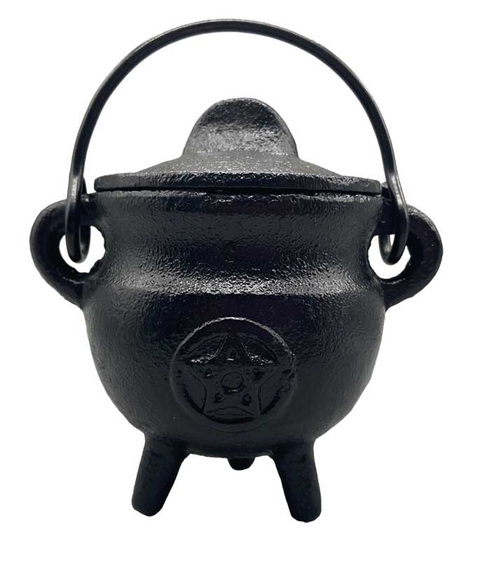 4" Pentagram cast iron cauldron - Click Image to Close
