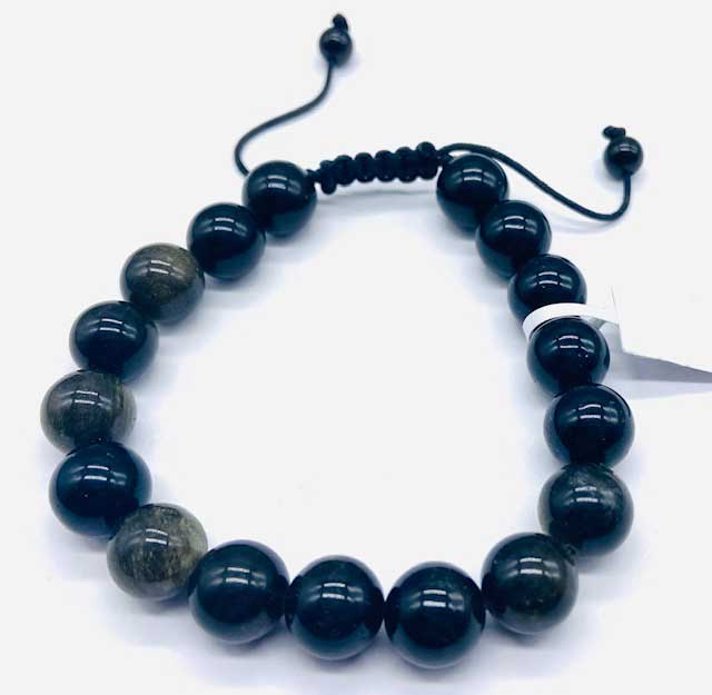 10mm Obsidian, Goldsheen bracelet