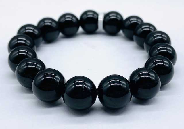 12mm Tourmaline, Black bracelet