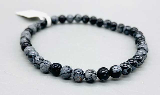 4mm Snowflake Obsidian bracelet - Click Image to Close