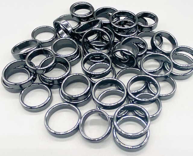 (set of 50) Flat Hematite rings