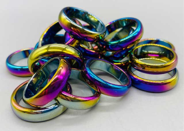 (set of 50) Rainbow Hematite rings - Click Image to Close