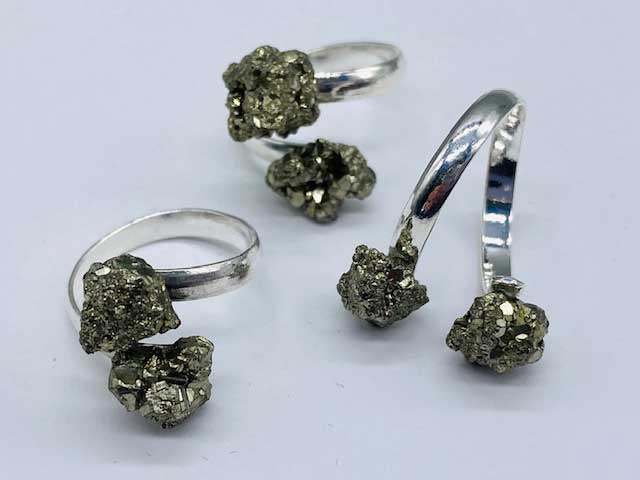 (set of 3) adjustable Pyrite rings - Click Image to Close