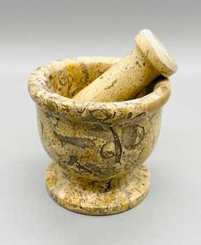 2 1/2" Fossil Coral mortar and pestle set - Click Image to Close