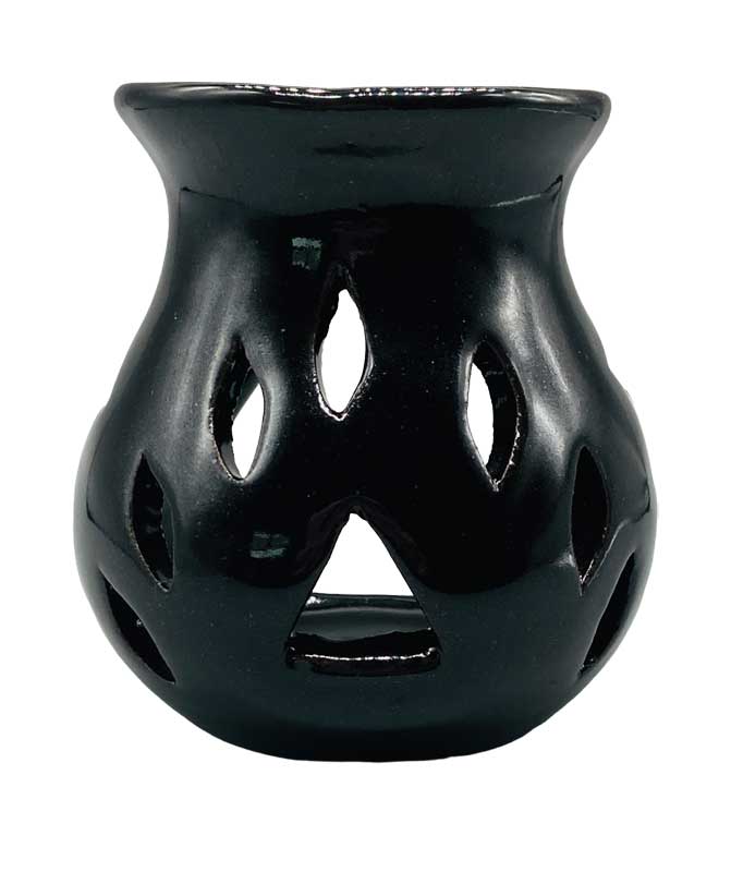 4" Black Ceramic oil diffuser - Click Image to Close