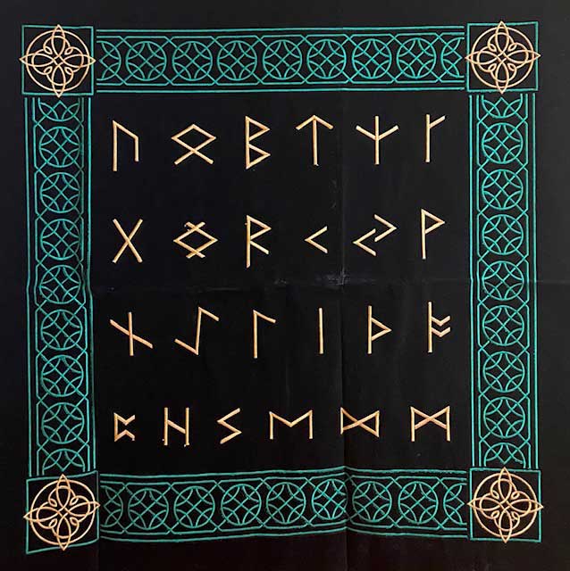 32" x 32" Norse Runes altar cloth - Click Image to Close