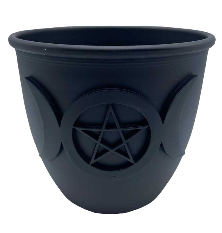 3 1/2" Triple Moon & Pentagram candle holder - Click Image to Close