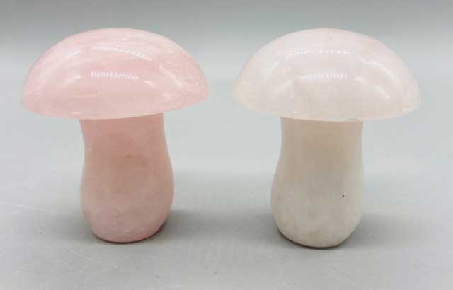 (set of 2) 1 3/4" Mushroom Rose Quartz - Click Image to Close