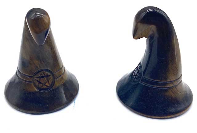 (set of 2) 1 3/4" Witch's Hat Tiger Eye - Click Image to Close